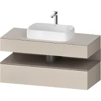 Duravit Collection One Konsolenwaschtischunterbau, 1 Auszug, 1 Schubkasten, Ausschnitt mittig, 1200x550x600mm, Nische Basalt Matt, QA4732043830010, Farbe: Taupe Supermatt/mit Nischenbeleuchtung