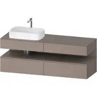 Duravit Qatego Konsolenwaschtischunterbau, 2 Auszüge, 2 Schubkästen, Ausschnitt links, 1600x550x600mm, Nische Basalt Matt, QA4777043430000