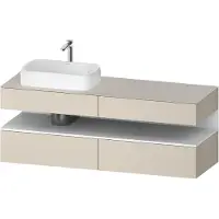 Duravit Collection One Konsolenwaschtischunterbau, 2 Auszüge, 2 Schubkästen, Ausschnitt links, 1600x550x600mm, Nische Weiß Matt, QA4777018830000, Farbe: taupe supermatt