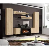 ASM-Moebel Anbauwand Wohnwand FLY M1 HJ inkl. Push-Click System mit Bio Ethanol Kamin
