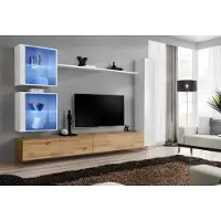 ASM-Moebel Anbauwand Wohnwand Wohnzimmer Schrankwand SWITCH XVIII mit Push Click Led