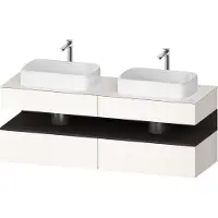 Duravit Qatego Konsolenwaschtischunterbau, 2 Auszüge, 2 Schubkästen, 2 Ausschnitte, 1600x550x600mm, Nische Graphit Supermatt, QA4779080840010