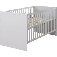 Roba Kombi-Kinderbett Lea 70 x 140 - Babybett 3-fach höhenverstellbar - umbaubar zum Kinderbett - Holz in Beige / Grau lackiert