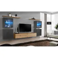 ASM-Moebel Anbauwand Wohnwand Wohnzimmer Schrankwand SWITCH XIV mit Push Click Led