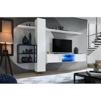 ASM-Moebel Anbauwand Wohnwand Schrankwand SWITCH M5 mit Hochglanz Push - Click und LED Bel.