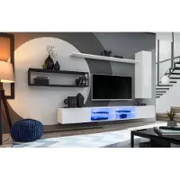 ASM-Moebel Anbauwand Wohnwand Schrankwand SWITCH M4 mit Hochglanz Push - Click und LED Bel.