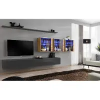 ASM-Moebel Anbauwand Wohnwand Wohnzimmer Schrankwand SWITCH XVII mit Push Click Led