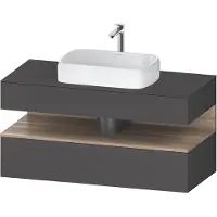 Duravit Qatego Konsolenwaschtischunterbau, 1 Auszug, 1 Schubkasten, Ausschnitt mittig, 1200x550x600mm, Nische Eiche Mamoriert, QA4732055490010