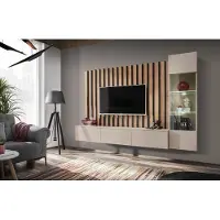 ASM-Moebel Wohnwand Anbauwand Wohnzimmer Schrankwand VERTI CAS mit Led Bel. Push - Click