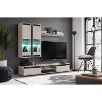 ASM-Moebel Anbauwand Wohnwand Schrankwand MODO CZ mit Led Beleuchtung