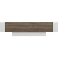 Skye Decor , Moderner TV-Ständer aus 100% melaminbeschichtetem Spanplatten, 150 x 41,6 x 31,5 cm | Wandregal (2 Stück) 40 x 16,8 cm | Zusätzlicher Stauraum, Walnuss und Weiß.