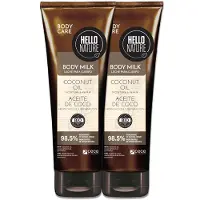 Hello Nature Body Milk Lotion für Körperpflege mit Kokosöl BIO 2x250 ml Körperlotion