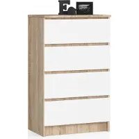 Akord Sideboard 4 Schubladen Sonoma-Eiche/Weiß 60X40X99 Cm