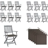 vidaXL Klappbare Gartenstühle 6 Stk. mit Sitzkissen Massivholz Akazie - Gartenstuhl - Gartenstühle - Holz Gartenstuhl - Holz Gartenstühle