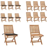 vidaXL Klappbare Gartenstühle mit Kissen 6 Stk. Massivholz Teak - Gartenstuhl - Gartenstühle - Holzstuhl - Holzstühle