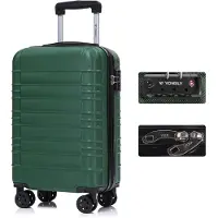 YONSLY Premium Reisekoffer TSA-Schloss,YKK-Reißverschluss Hartschalen-Koffer Trolley Kabinenkoffer Rollkoffer Suitcase Handgepäck (Dunkelgrün,M)