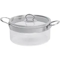 M&Co Belissam Glaskochtopf mit Deckel, Borosilikatglas, Edelstahl, 24 cm / 4.2 L, MC60084