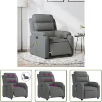 The Living Store Massagesessel Elektrisch Dunkelgrau Stoff
