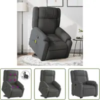 The Living Store Massagesessel mit Aufstehhilfe Dunkelgrau Stoff