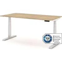 Assmann Elektrisch Höhenverstellbarer Familien Schreibtisch Pitino Eiche Natura Weiß, 160x80cm, Memoryfunktion, Kollisionsschutz, 2-fach-Motorik
