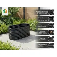 Prestige Home Living Outdoor Hochbeet Stahl Oval S 160 x 80 x 80 Anthrazit
