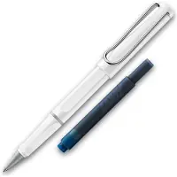 Lamy Tintenroller Safari Weiß ROLL-INK Füller ergonomisch mit löschbare Füller Tintenpatrone blau