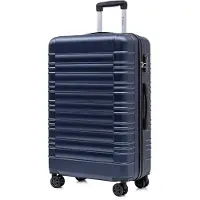 YONSLY Koffer Trolley Reisekoffer Suitcase, Rollkoffer Handgepäck ,mit 4 Rollen360°, Hartschalenreisekoffer, Zahlenschloss, Weicher Gummigriff (XL,Dunkelblau