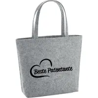 Hellweg Druckerei Huuraa Filzshopper Beste Patentante Herz 22 Liter Grey Melange Filztasche Geschenkidee