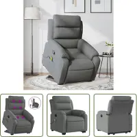 The Living Store Massagesessel mit Aufstehhilfe Dunkelgrau Stoff