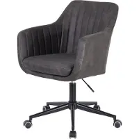 Home24 Bürodrehstuhl - Kunstleder / Stahl - Vintage Grau / Schwarz