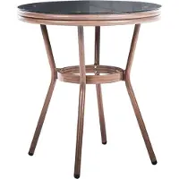 Beliani Gartentisch mit grauem Muster Rattan ø 70 cm Balkon Terrasse Garten Außenbereich