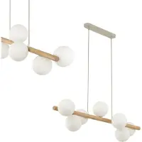 TK Lighting Glas Hängelampe Estera , dimmbar, Holz hell, für Wohn- / Esszimmer, Glas, Pendelleuchte