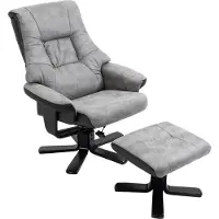 Novzep Relaxsessel mit Hocker, 360° drehbar, 135° neigbar, atmungsaktiver Bezug, 78 x 82,5 x 109 cm, grau