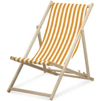 Druck.de Liegestuhl - schmal gestreift - Ocker - klappbar - aus Buchenholz - bis 95kg belastbar - 3fach verstellbare Lehne - Strandliege