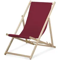 Druck.de Liegestuhl - einfarbig - Burgunder - klappbar - aus Buchenholz - bis 95kg belastbar - 3fach verstellbare Lehne - Strandliege