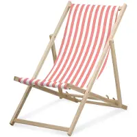 Druck.de Liegestuhl - schmal gestreift - Aprikose - klappbar - aus Buchenholz - bis 95kg belastbar - 3fach verstellbare Lehne - Strandliege