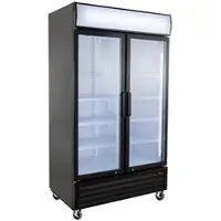 GastroHero Getränkekühlschrank ECO 1000 mit Klapptüren, schwarz, LED-Innenbeleuchtung, Leuchtaufsatz, abschließbar & energieeffizient
