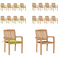vidaXL Stapelbare Gartenstühle mit Kissen 8 Stk. Massivholz Teak - Gartenstuhl - Gartenstühle - Holzstuhl - Holzstühle
