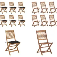 vidaXL Klappbare Gartenstühle 6 Stk. mit Kissen Massivholz Akazie - Gartenstuhl - Gartenstühle - Klappstuhl - Klappstühle