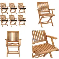 vidaXL Klappbare Gartenstühle mit Kissen 6 Stk. Massivholz Teak - Gartenstuhl - Gartenstühle - Holzstuhl - Holzstühle