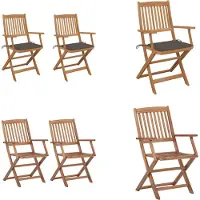 vidaXL Klappbare Gartenstühle 2 Stk. mit Kissen Massivholz Akazie - Gartenstuhl - Gartenstühle - Gartensessel - Klappstuhl