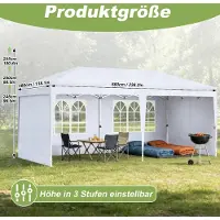NaiZy Faltpavillon 3x6 m wasserdicht UV-beständig mit 6 Seitenwänden (4 Fenster, 2 Türen), robustes Party- & Gartenzelt mit Tasche – Weiß