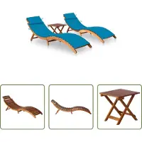The Living Store Sonnenliegen 2 Stk. mit Tisch und Auflagen Massivholz Akazie