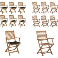 vidaXL Klappbare Gartenstühle 6 Stk. mit Kissen Massivholz Akazie - Gartenstuhl - Gartenstühle - Gartensessel - Klappstuhl