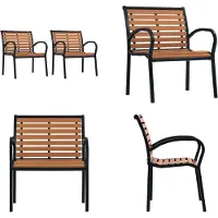 vidaXL Gartenstühle 2 Stk. Stahl und WPC Schwarz und Braun - Gartenstuhl - Gartenstühle - Stuhl - Stühle