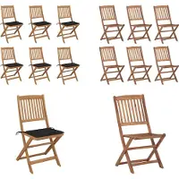 vidaXL Klappbare Gartenstühle 6 Stk. mit Kissen Massivholz Akazie - Gartenstuhl - Gartenstühle - Klappstuhl - Klappstühle