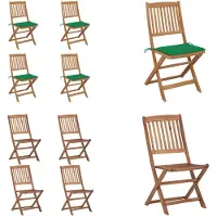 vidaXL Klappbare Gartenstühle 4 Stk. mit Kissen Massivholz Akazie - Gartenstuhl - Gartenstühle - Klappstuhl - Klappstühle