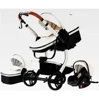 Markenlos 3 in 1 Kombikinderwagen Reisesystem für geborene, faltbarer Standardkinderwagen (518 Weiß)