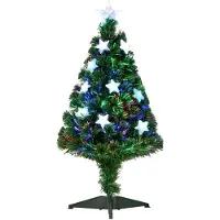 HOMCOM Weihnachtsbaum Kunsttanne 0,9 m Tannenbaum mit LED-Lichtern PVC
