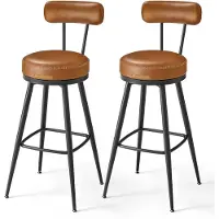 Vasagle EKHO Kollektion - Barstuhl 2er Set mit Rückenlehne drehbar karamellbraun B34LBC889K01